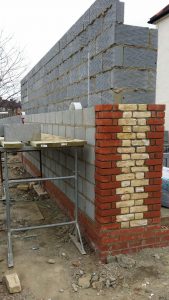 brick wall being built