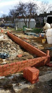 boundary wall of new extension under construction