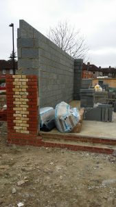 a half built brick wall