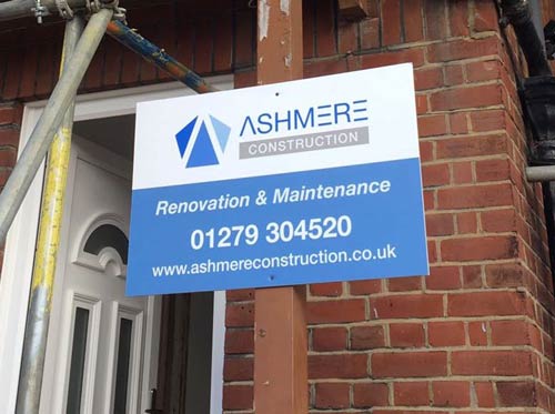 Ashmere Construction sign on house under construction